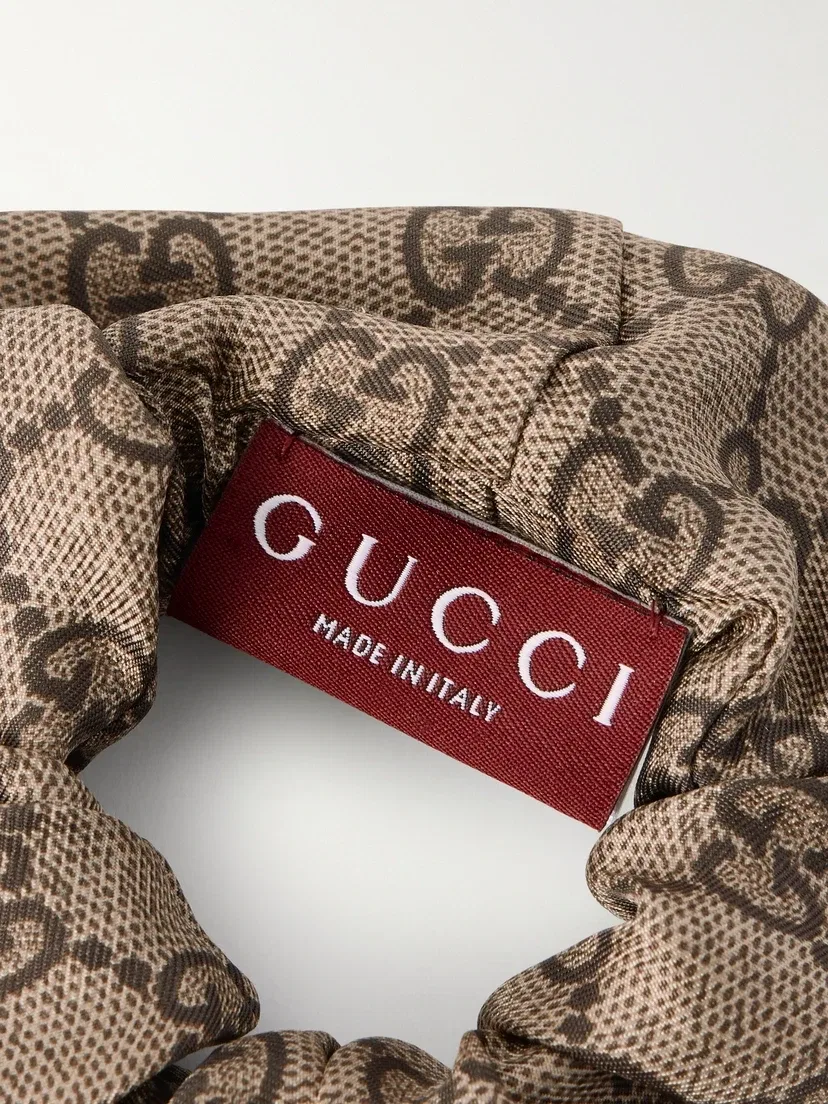 Резинка для волос из шелкового жаккарда Gucci, бежевый — фото 2