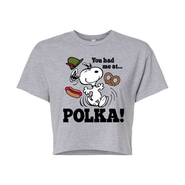 

Детская футболка с принтом "Арахис" и надписью "You had me at polka" Licensed Character, серый