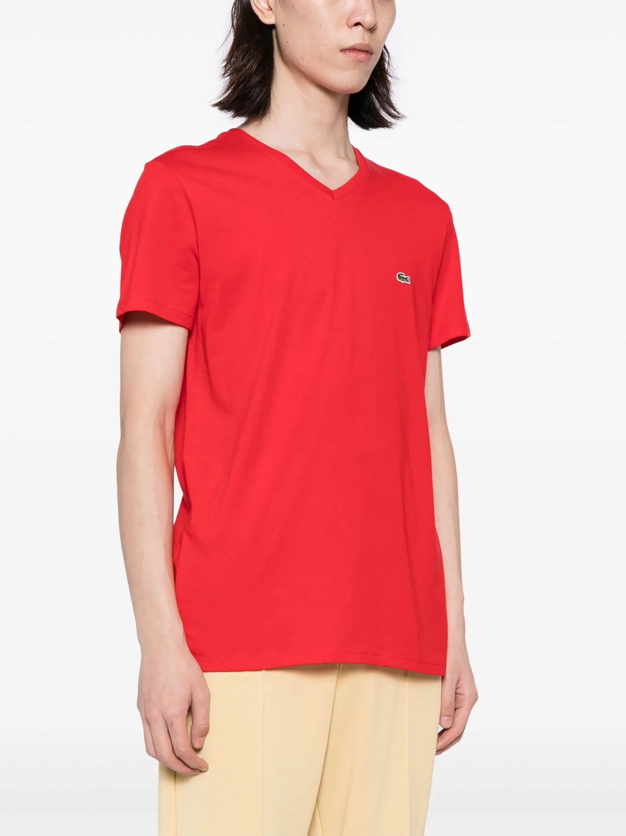 Футболка с вышитым логотипом Lacoste, красный — фото 3