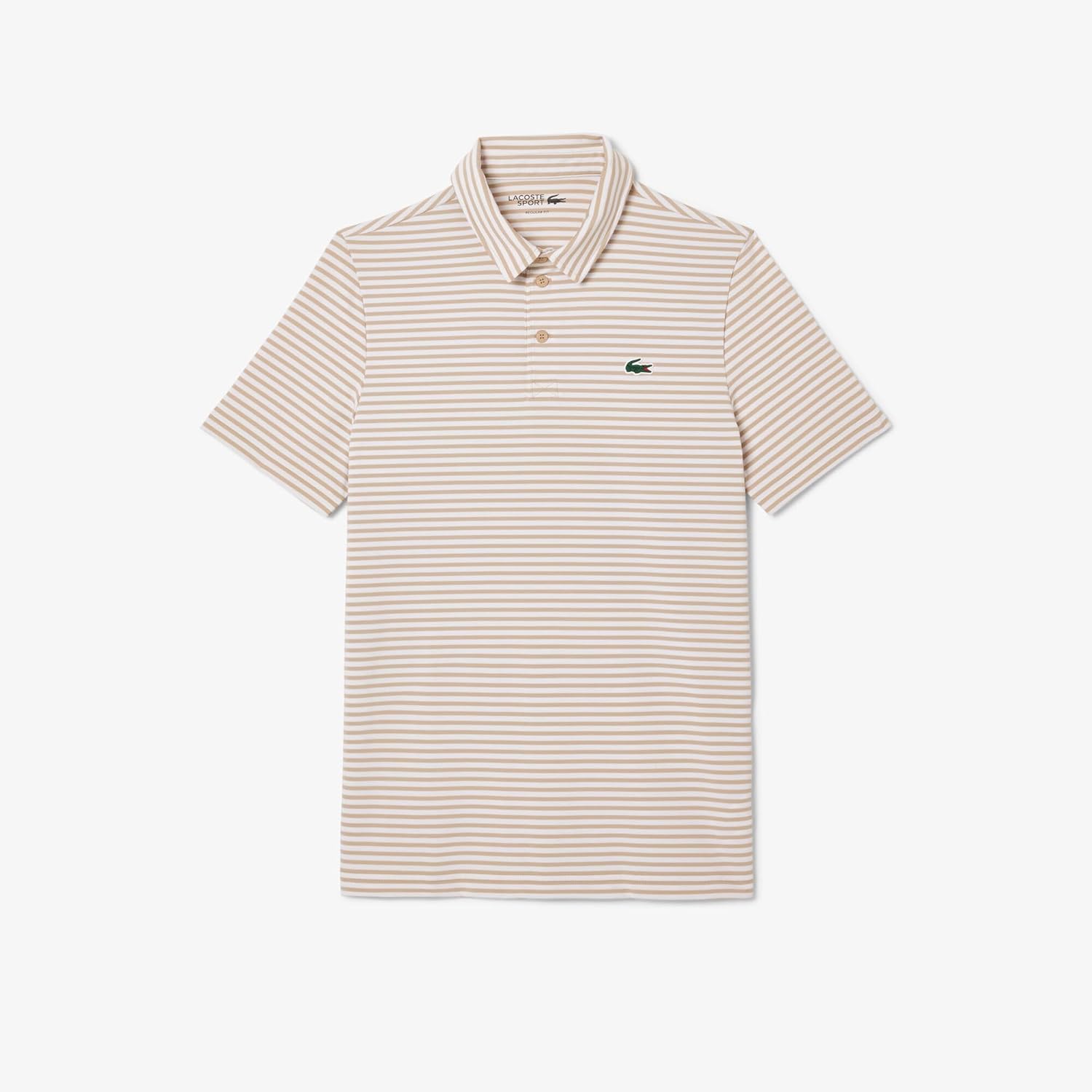 Мужская повседневная полосатая рубашка-поло Lacoste Ultra Dri-Bi-Color, бежевый — фото 3