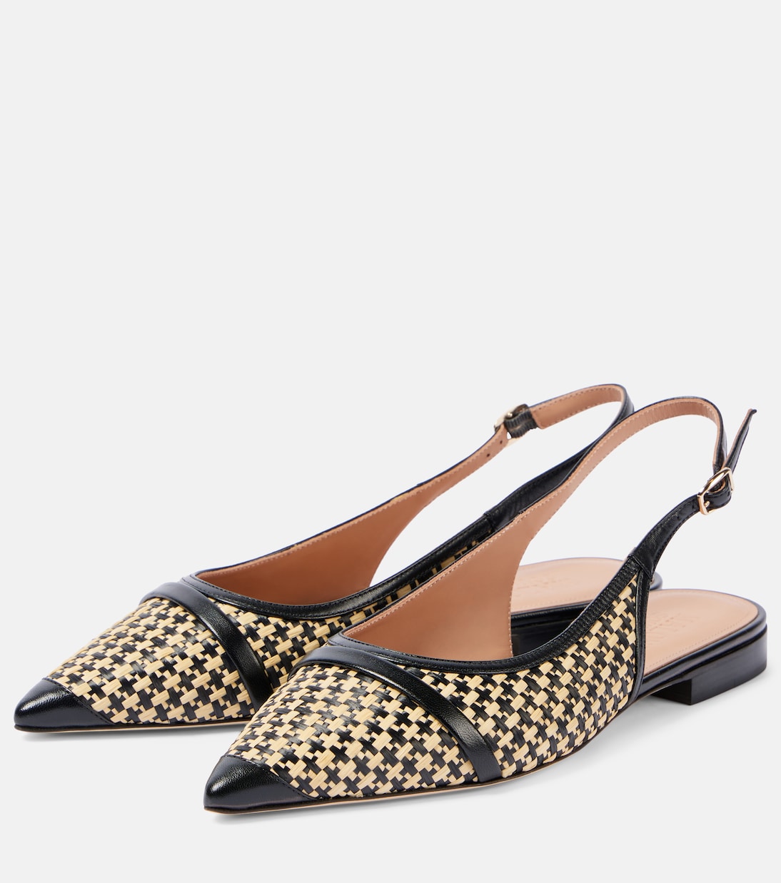Балетки Jama из рафии с кожаной отделкой Malone Souliers, черный — фото 4