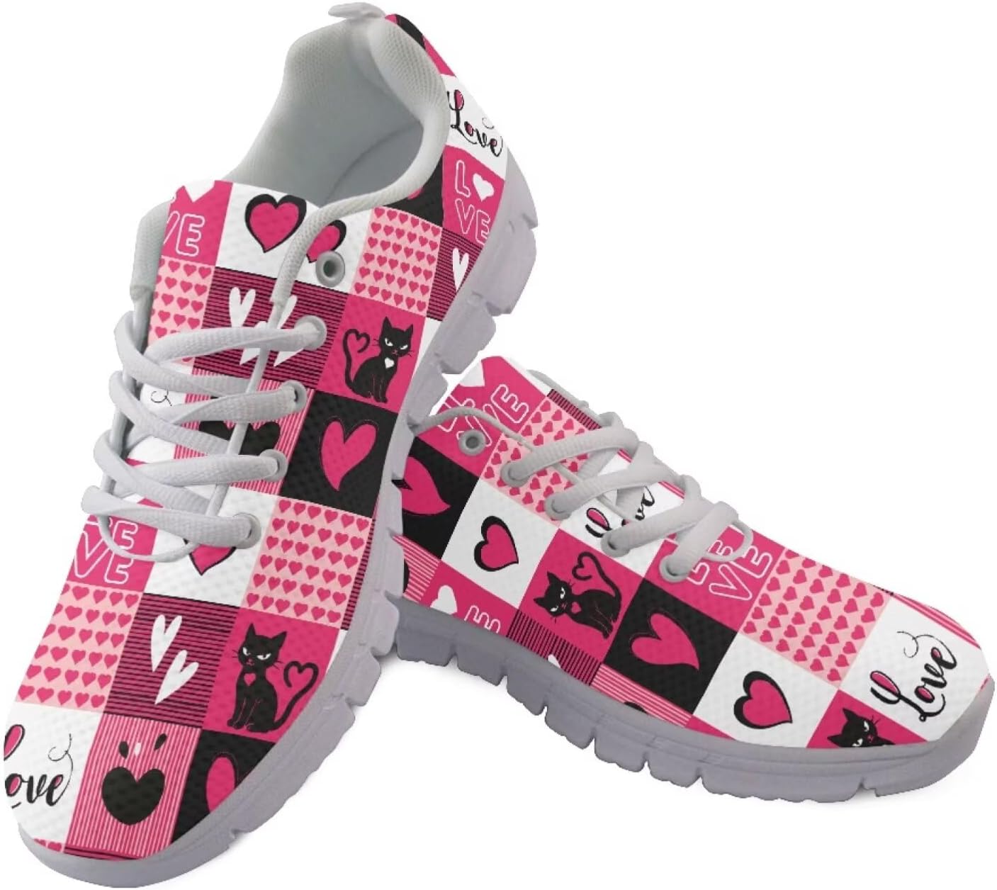 

Повседневные кроссовки Легкие беговые теннисные кроссовки Нескользящие спортивные кроссовки для тренировок и занятий в зале для улицы Getelinseng, Heart Cat Plaid