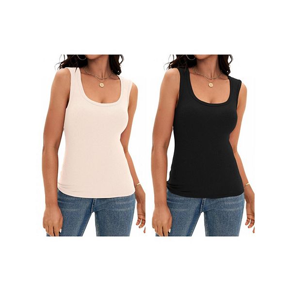 

2 упаковки женских маек с круглым вырезом и широкими бретелями Athlechic, Black Apricot