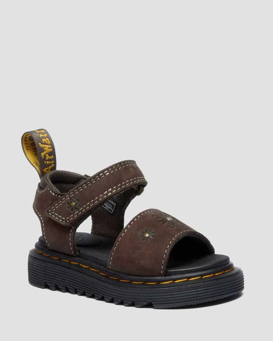 Детские сандалии Marlowe Flower с тисненым нубуковым ремешком Dr Martens, коричневый