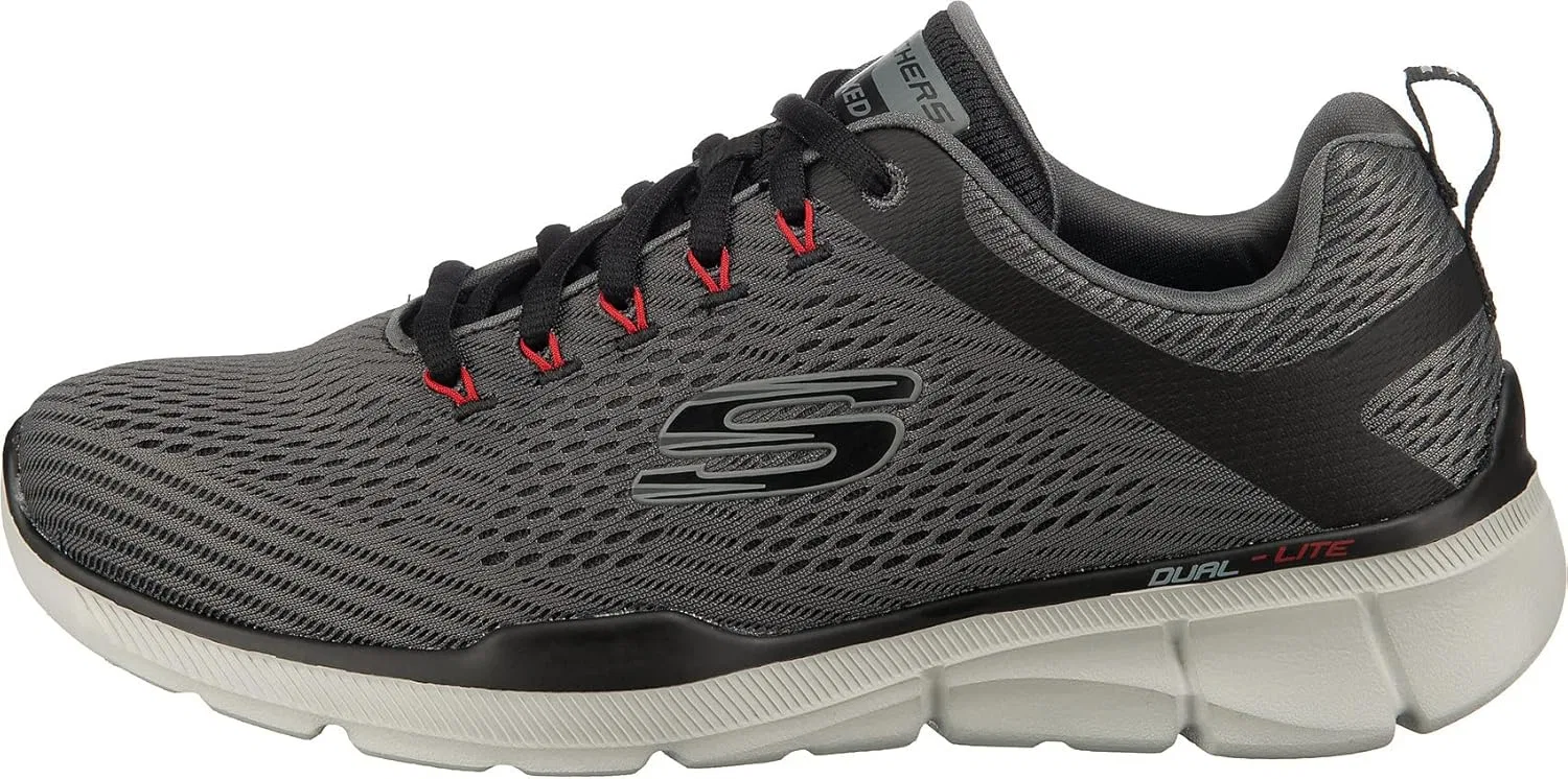 Skechers Equalizer 3.0-52974, низкие кроссовки для мужчин, Charcoal Mesh Pu Black Trim — фото 2