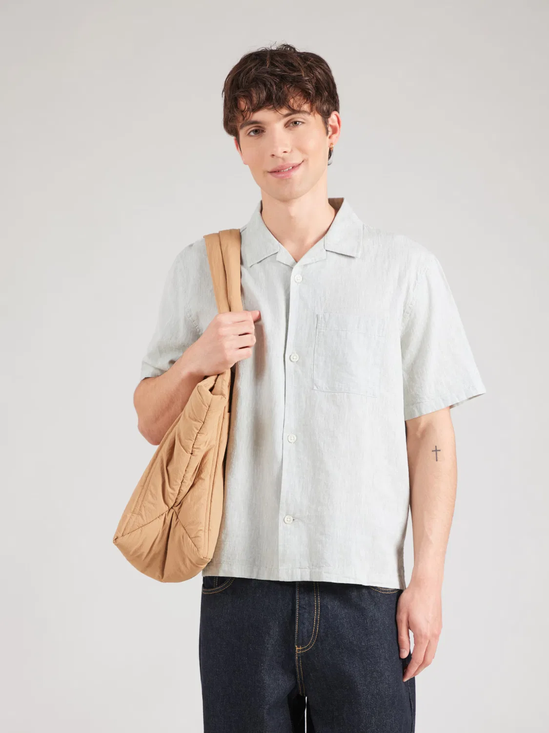 Рубашка Gap Comfort fit на пуговицах, мятного цвета — фото 3