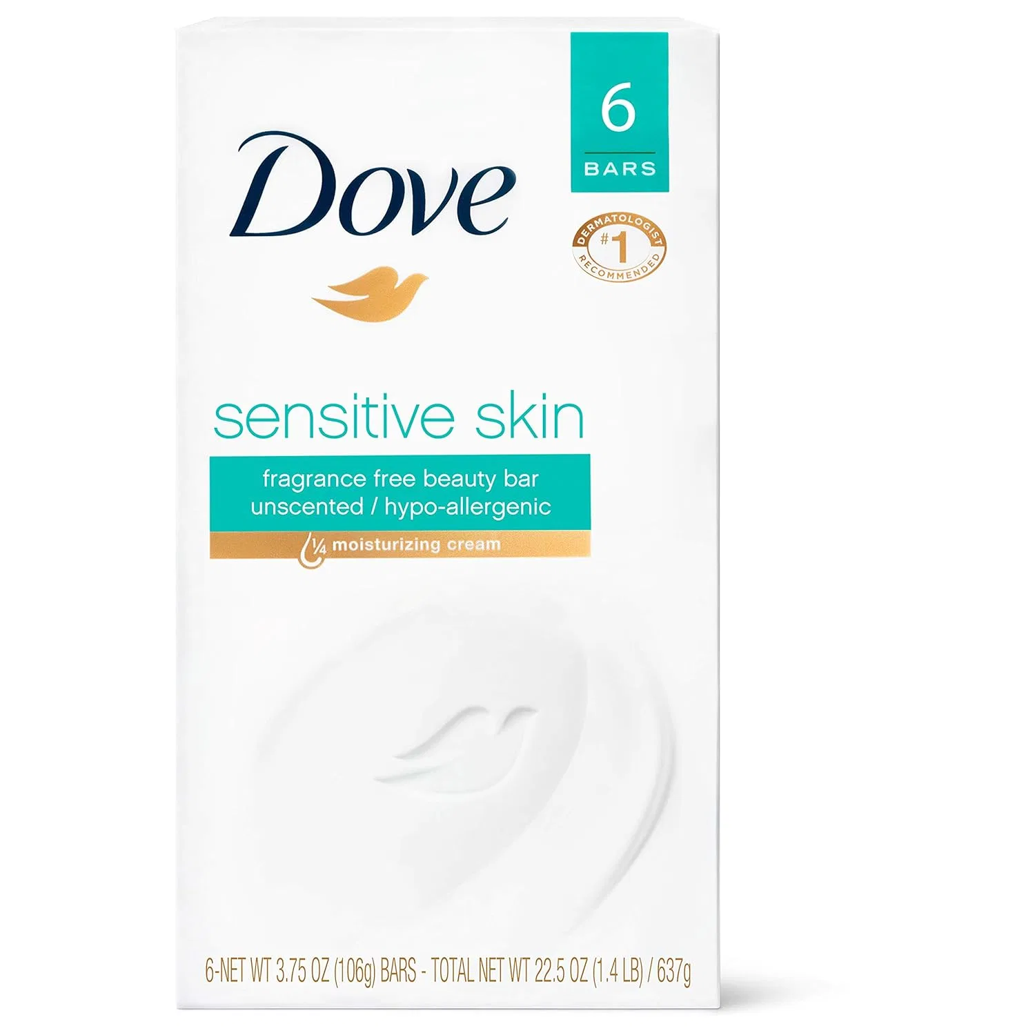 Мыло Dove для чувствительной кожи без отдушек, 6 x 113 г Dove