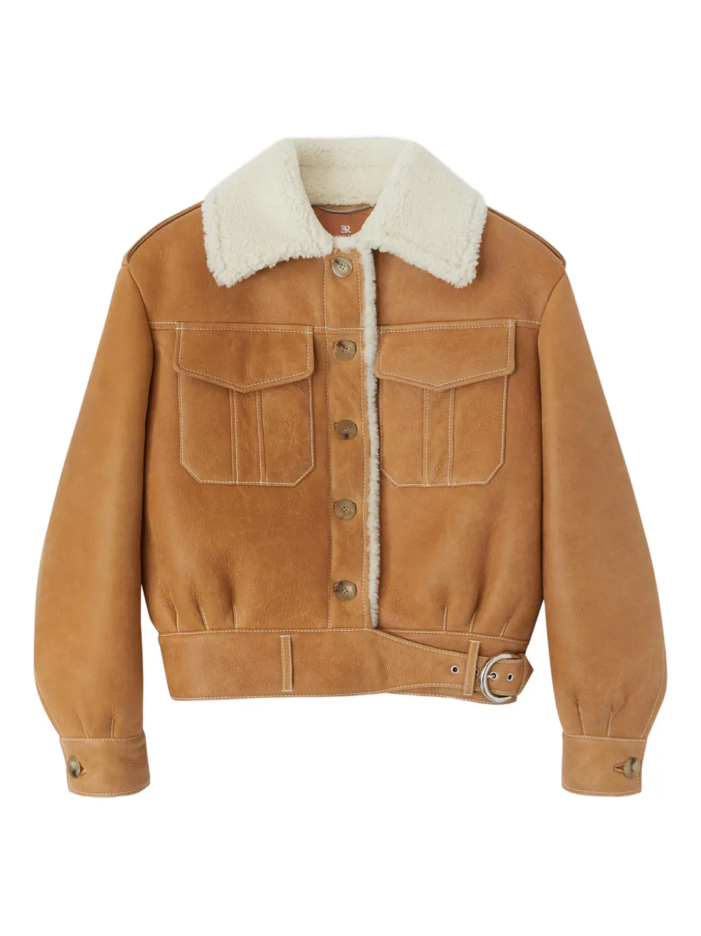

Куртка с воротником из овчины и поясом Ermanno Scervino, коричневый