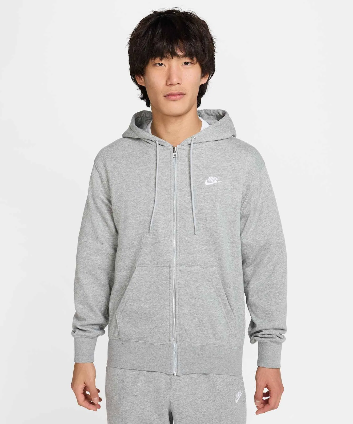 《В наличии комплект》 Мужская толстовка Nike Club на молнии из французского махрового трикотажа FN3885-063, темно-серый меланж
