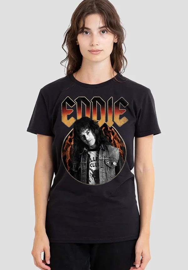 

Футболка с принтом рок-группы stranger things эдди Netflix, Black, Черный, Футболка с принтом рок-группы stranger things эдди Netflix, Black