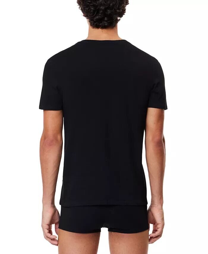 Футболки Lacoste, мужские, комплект из трех, облегающий крой с V-образным вырезом, черный — фото 2
