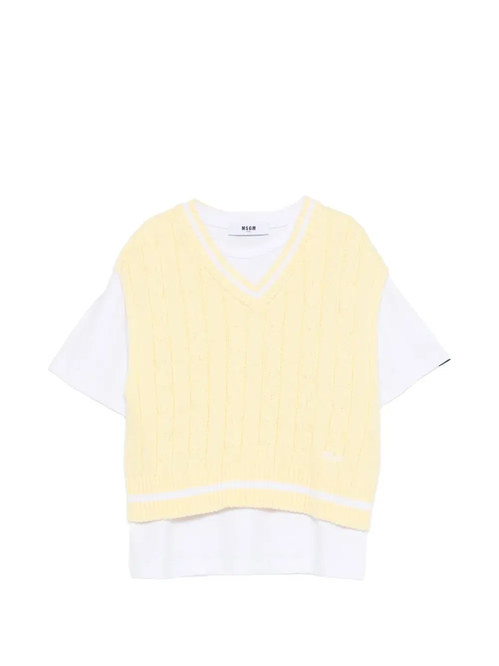 Многослойная футболка фактурной вязки Msgm Kids, белый