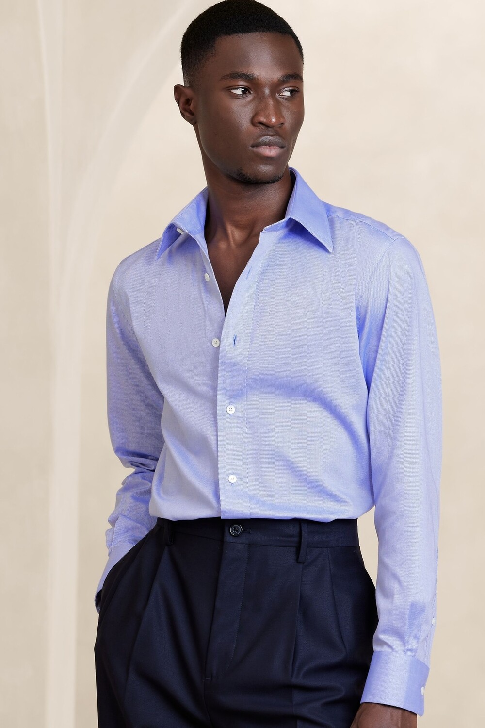 

Немнущийся фрак-рубашка приталенного кроя Banana Republic, синий