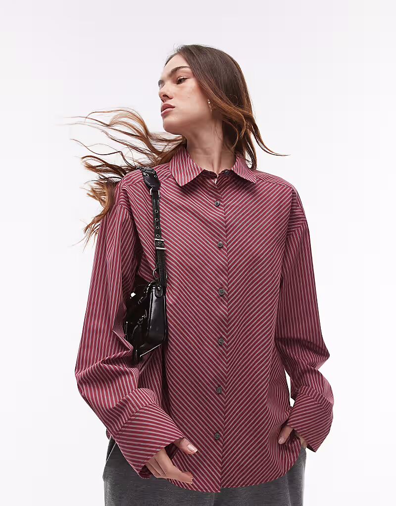 

Рубашка Topshop oversize в красную полоску