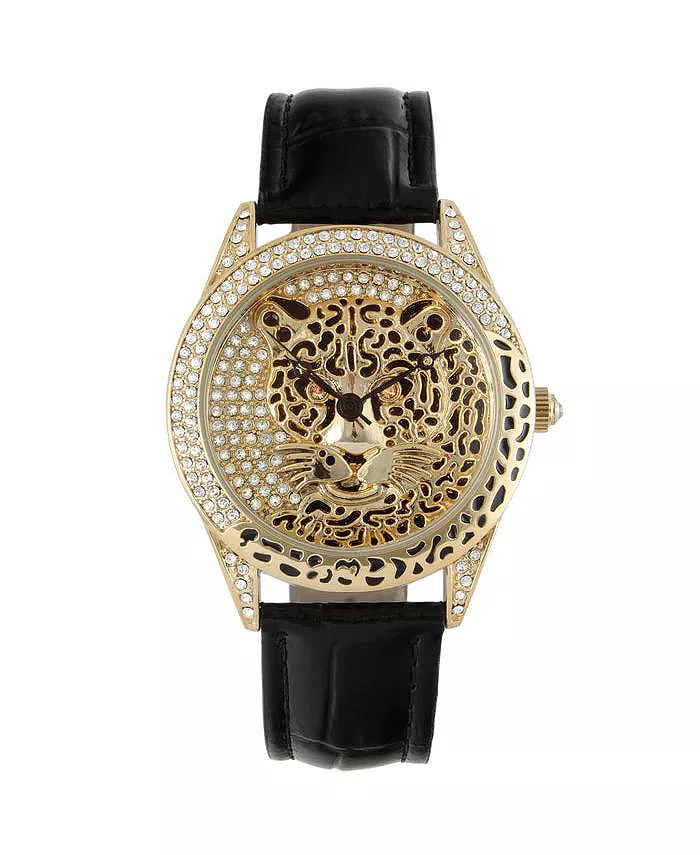 

Женские золотые часы Leopard Dial со стразами Swarovski Peugeot