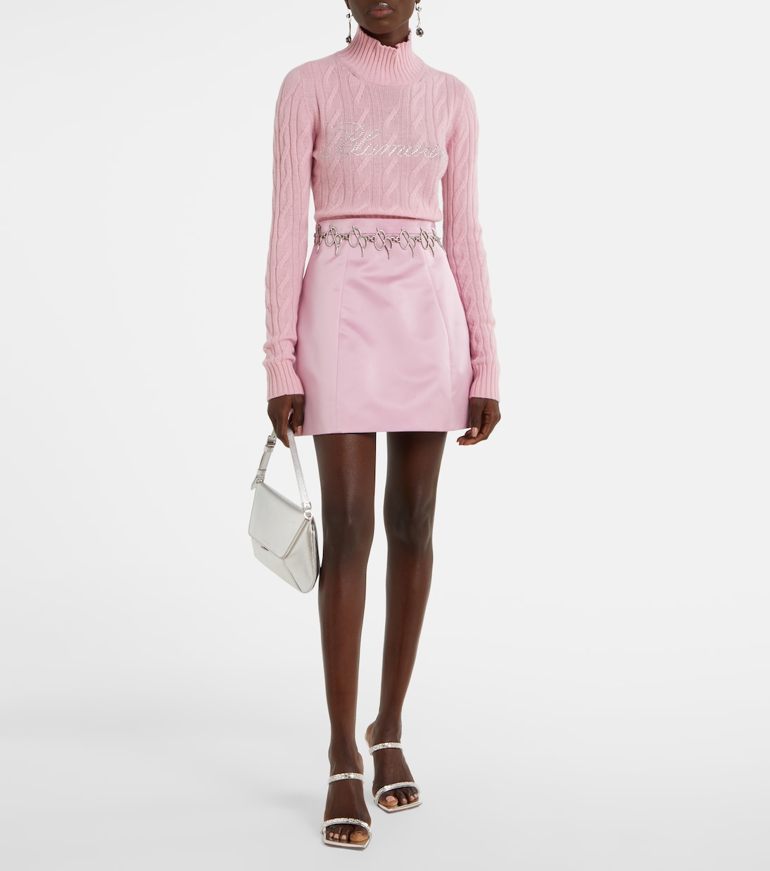 Юбка макси из атласа Duchesse с высокой талией Blumarine, Dalia Pink — фото 2