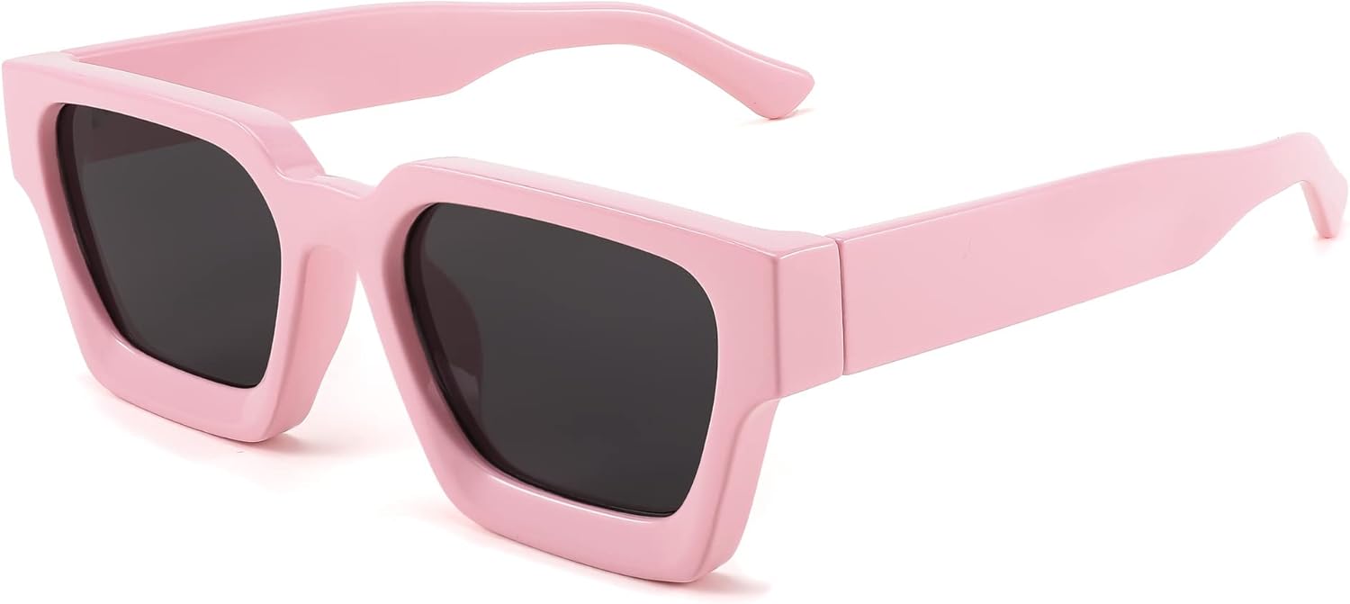 

Солнцезащитные очки FEISEDY в стиле ретро 90-х, квадратной формы, для женщин и мужчин, модные массивные прямоугольные солнцезащитные очки с защитой UV400, модель B2385, 010 Pink | Grey Lens