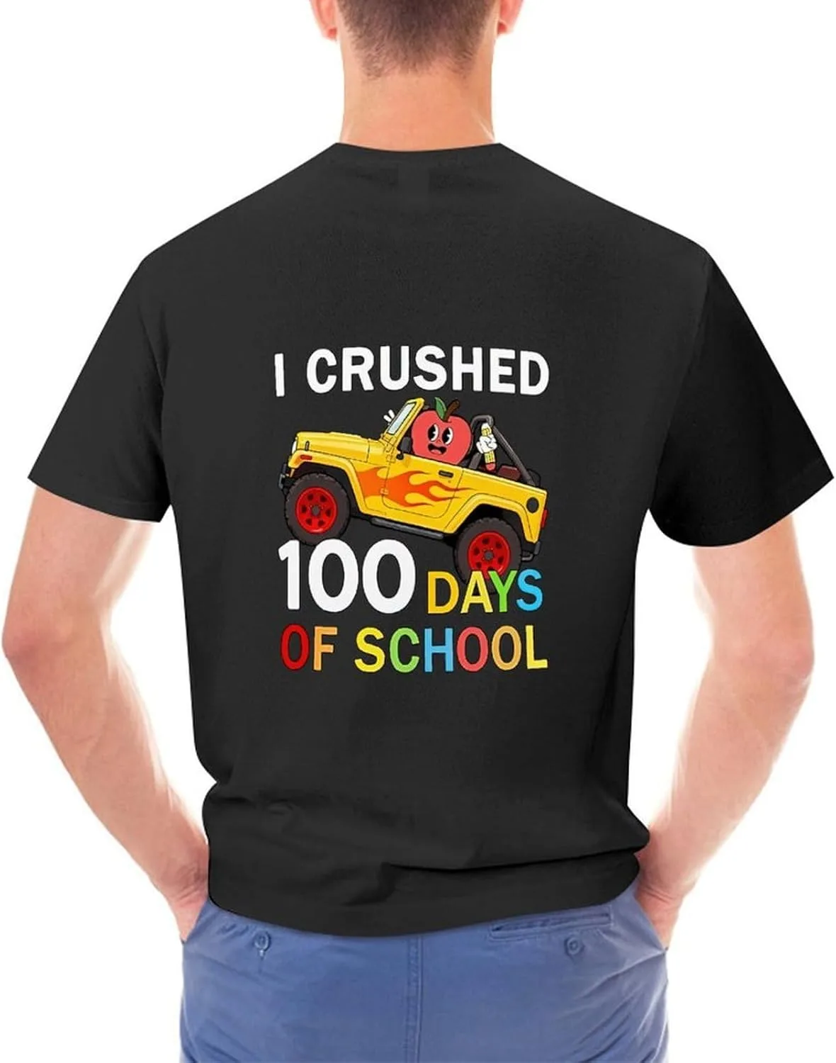 Футболка Funny 100 Days of School - модная, мягкая, дышащая, стильная, простая офисная рубашка для мужчин Generic, черный