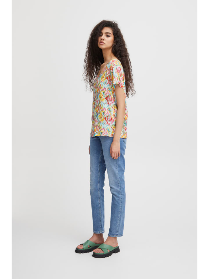 

Блузка с короткими рукавами IHVERA, стандартный крой, разноцветный аоп ICHI