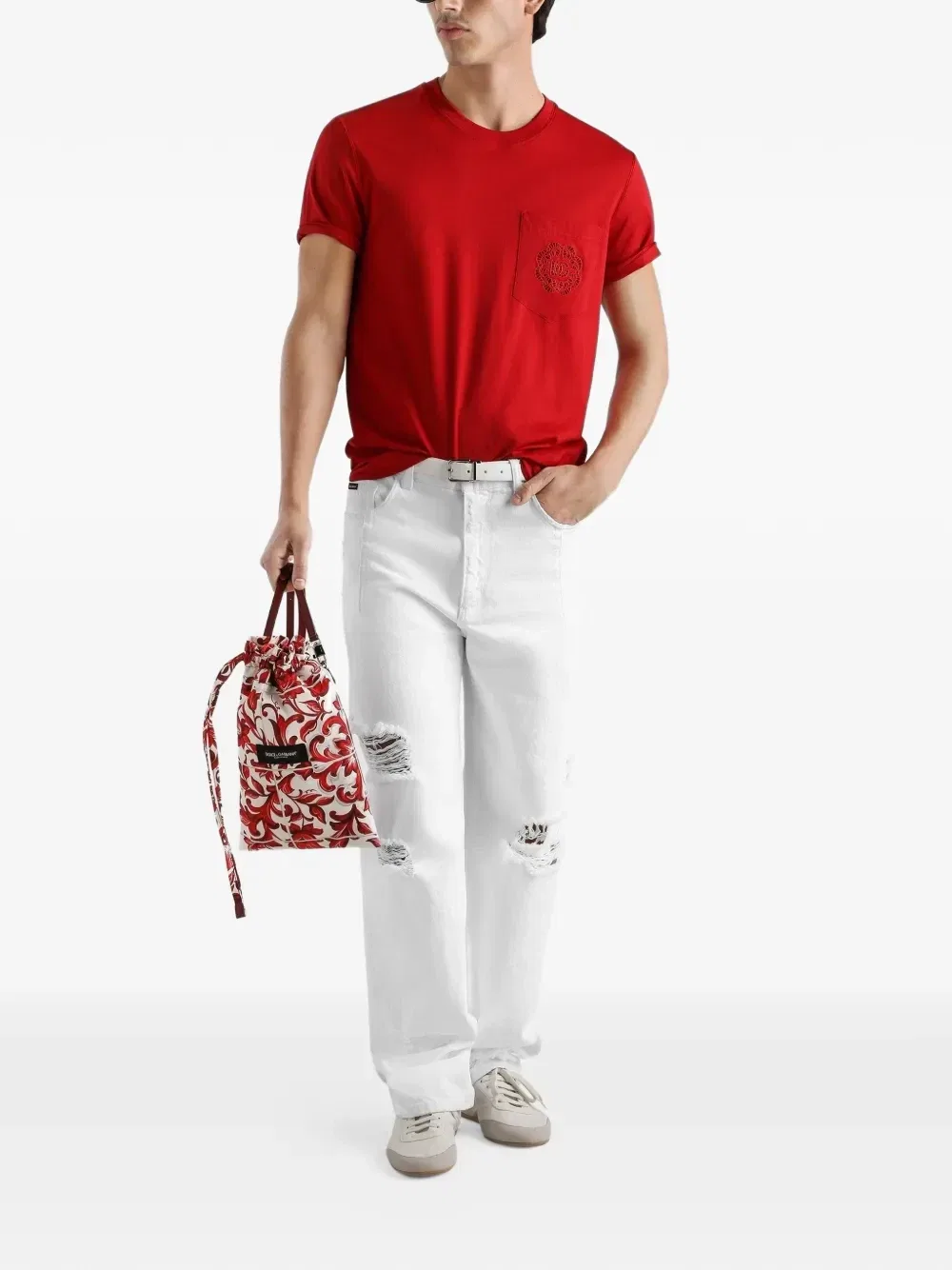 Хлопковая футболка с вышивкой логотипа Dolce & Gabbana, черный — фото 2