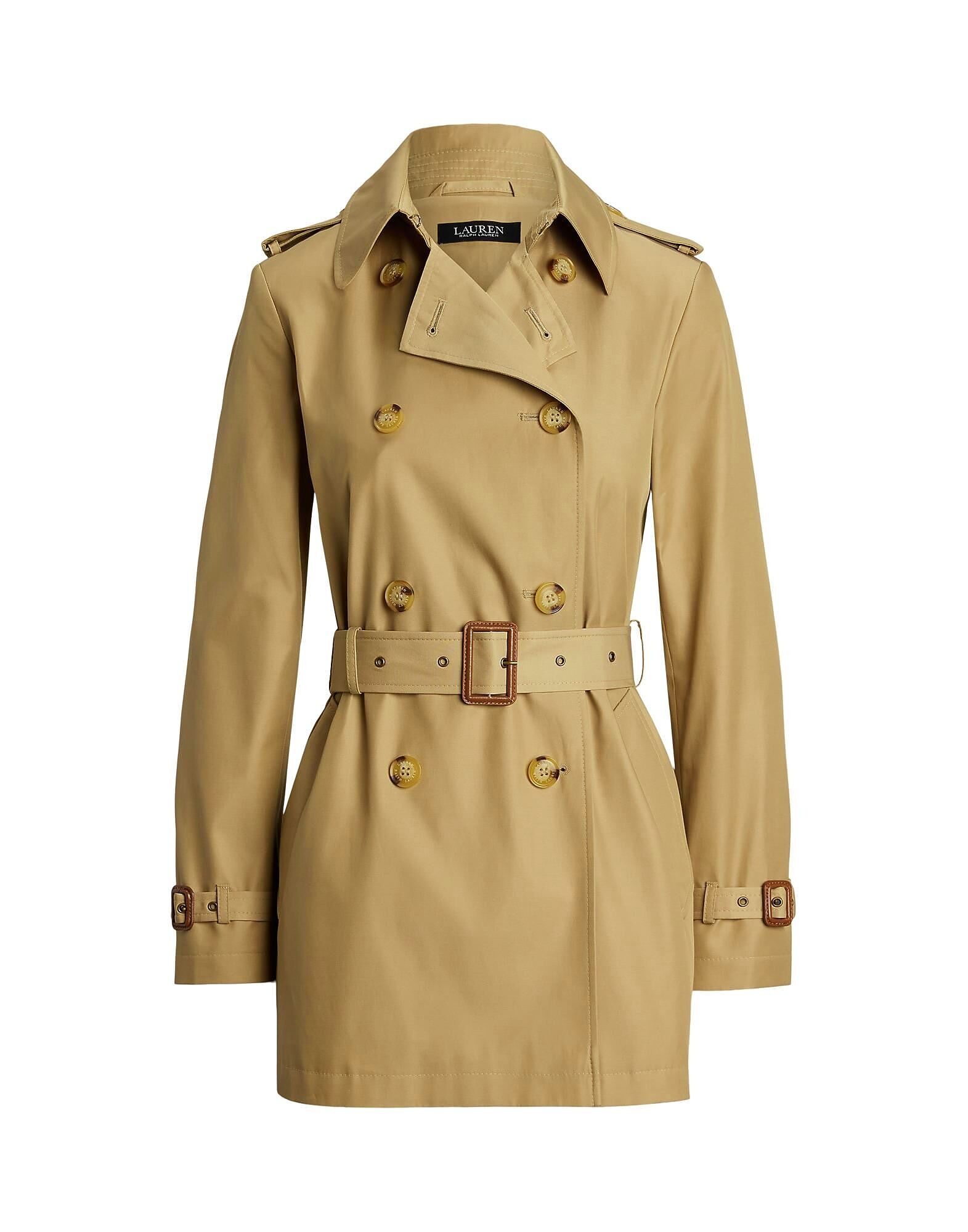 

Тренчкот Double-Breasted Cotton-Blend Trench Coat Ralph Lauren, песочный