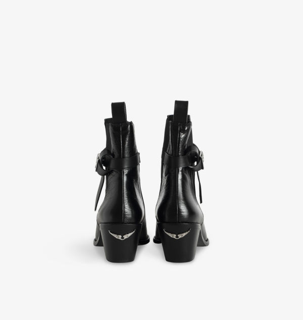 Ботильоны Tyler из кожи с пряжками и каблуком Zadig&Voltaire, цвет noir — фото 4