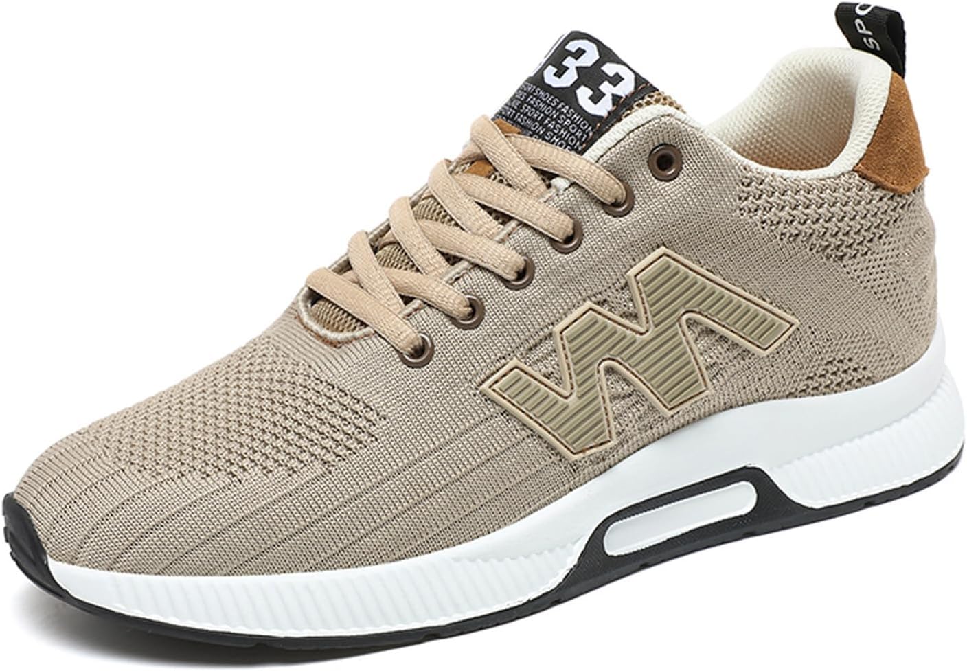 

Кроссовки BMINFEE для мужчин и женщин с невидимым увеличением роста на 6 см, дышащие сетчатые, спортивные, для улицы, на шнуровке, бежевый