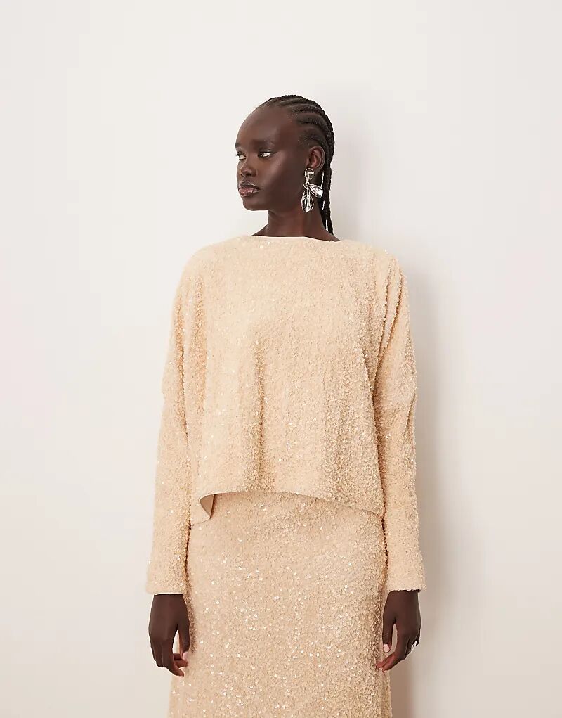 

ARRANGE бархатный топ с пайетками кремового цвета