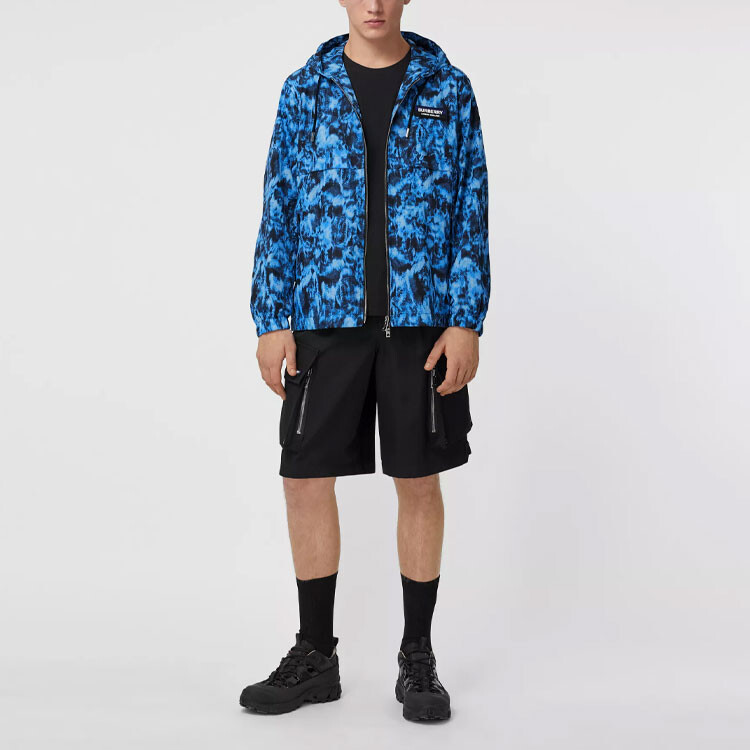 Куртка Burberry мужская с капюшоном, логотипом Letter, темно-синий — фото 2