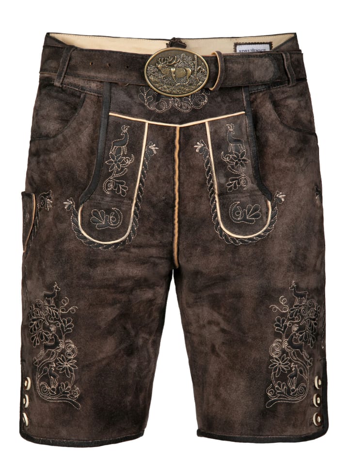 

Edelnice Короткие традиционные кожаные брюки Matze темно-коричневого цвета