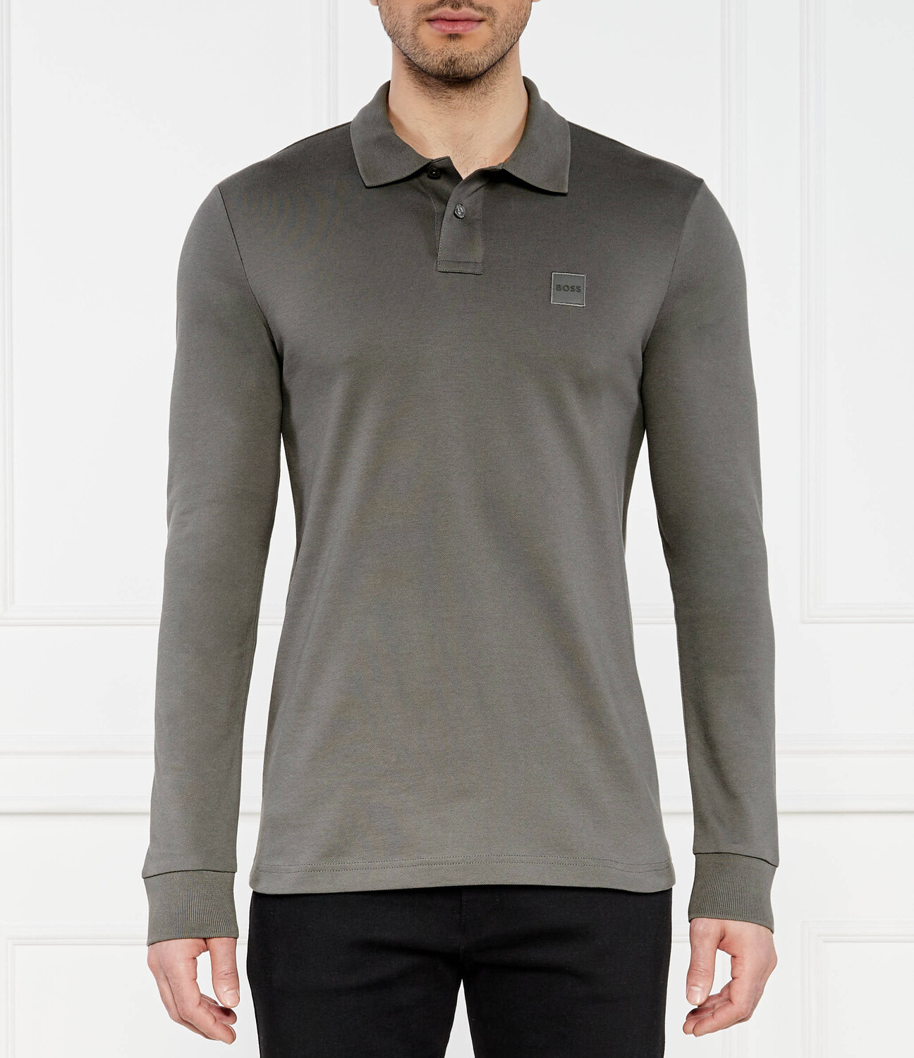 

Поло BOSS ORANGE Passerby Slim Fit stretch, серый
