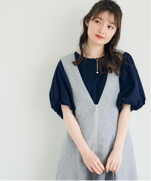 

Футболка из прозрачной органзы, приталенная, с пышными рукавами 12Twelve Agenda, темно-синий