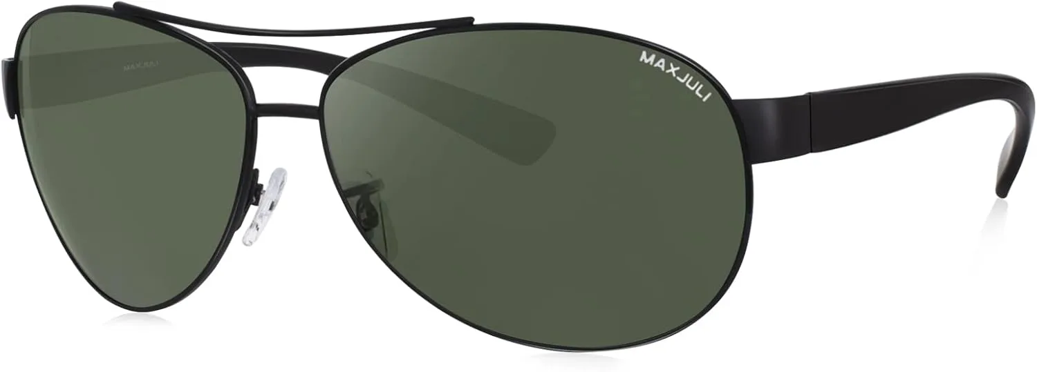 

Солнцезащитные очки-авиаторы MAXJULI для лица малого и среднего размера, классическая металлическая оправа со стеклянными линзами, модель 8805, Black+g15 Green