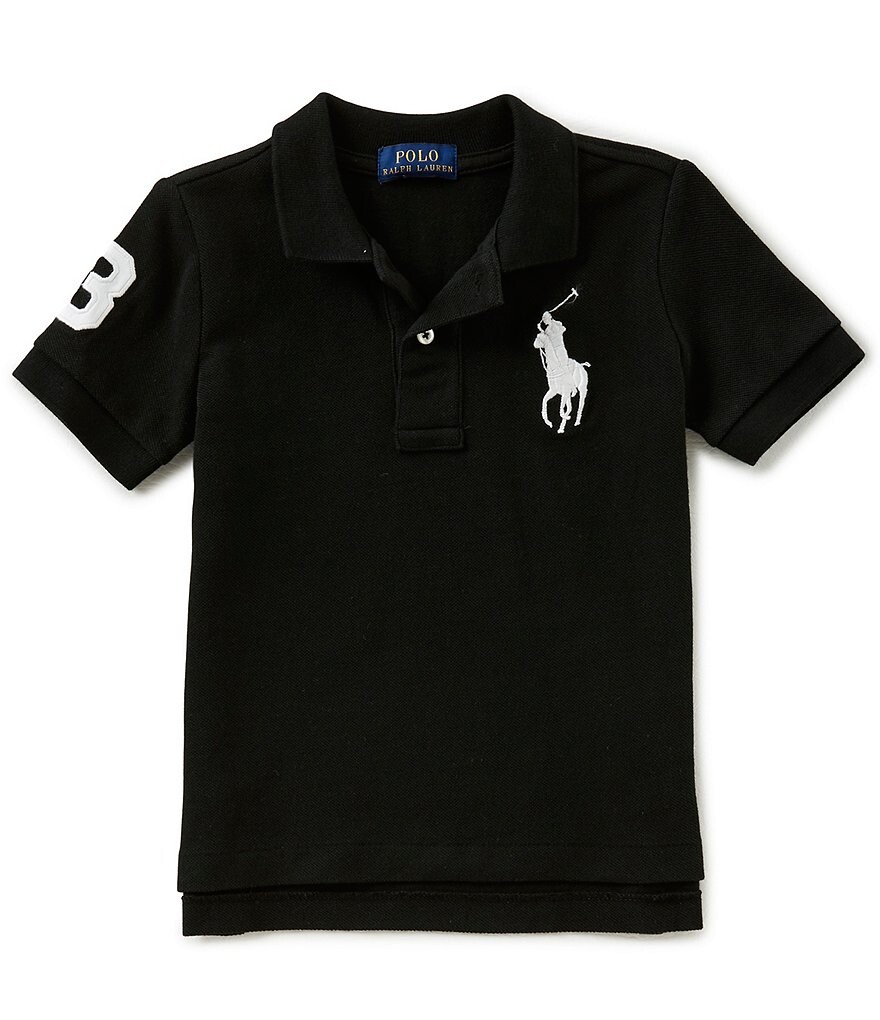 

Классическая сетчатая рубашка-поло с короткими рукавами и логотипом Polo Ralph Lauren Little Boys 2T-7, черный