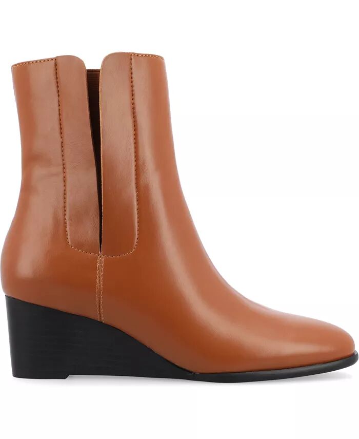 Женские ботильоны Kylo Stacked Wedge Ankle Journee Collection, коричневый — фото 2