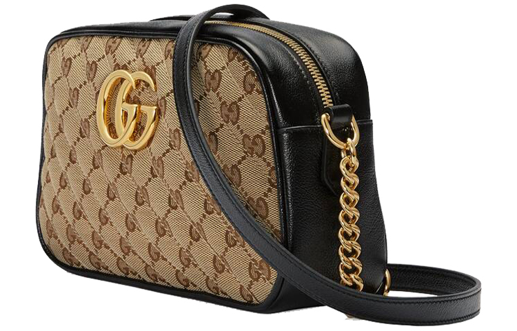 Женская сумка через плечо Gucci GG Marmont из канвы с кожаной отделкой — фото 2