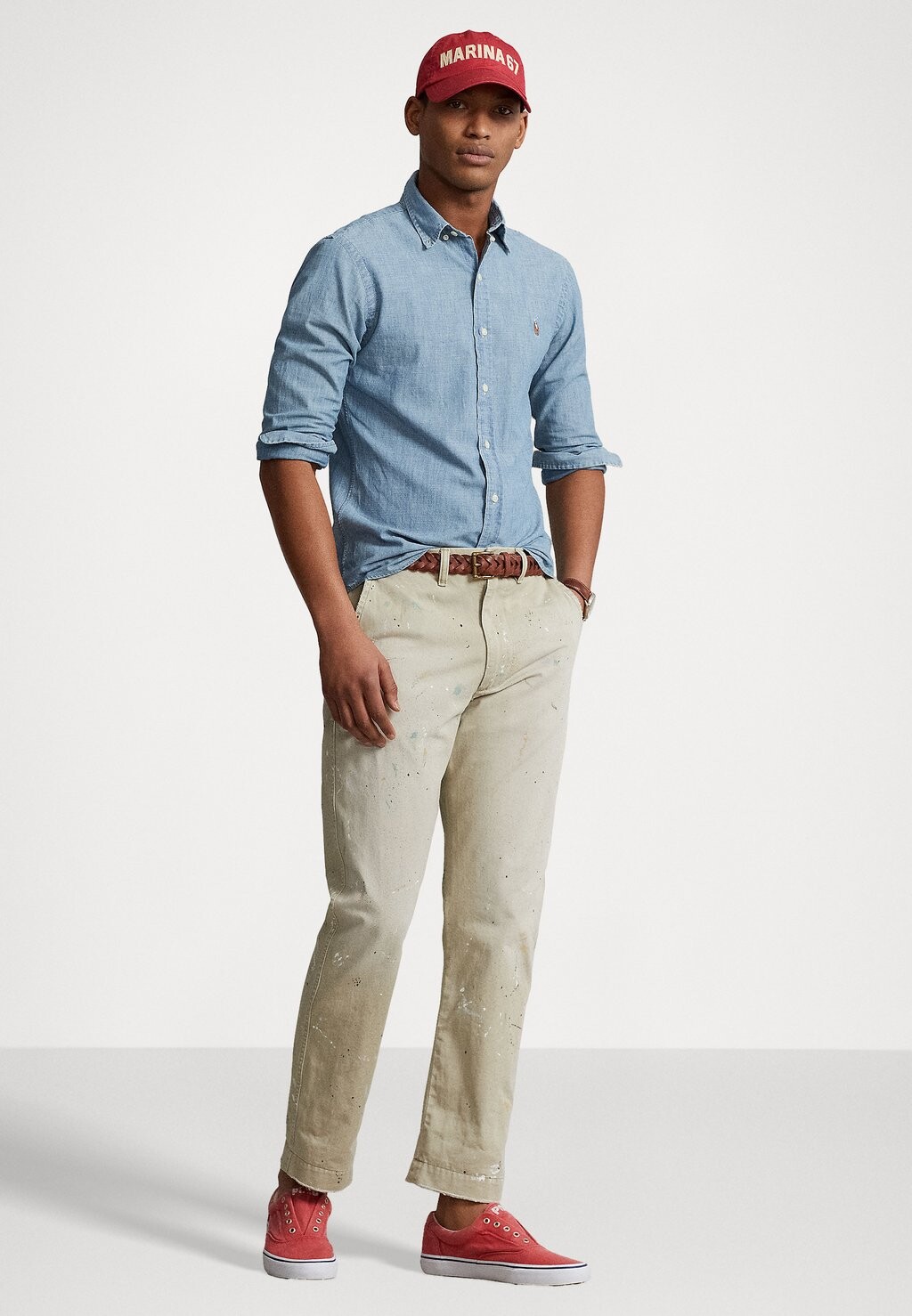 Рубашка SLIM FIT CHAMBRAY SHIRT Polo Ralph Lauren, средняя стирка — фото 2