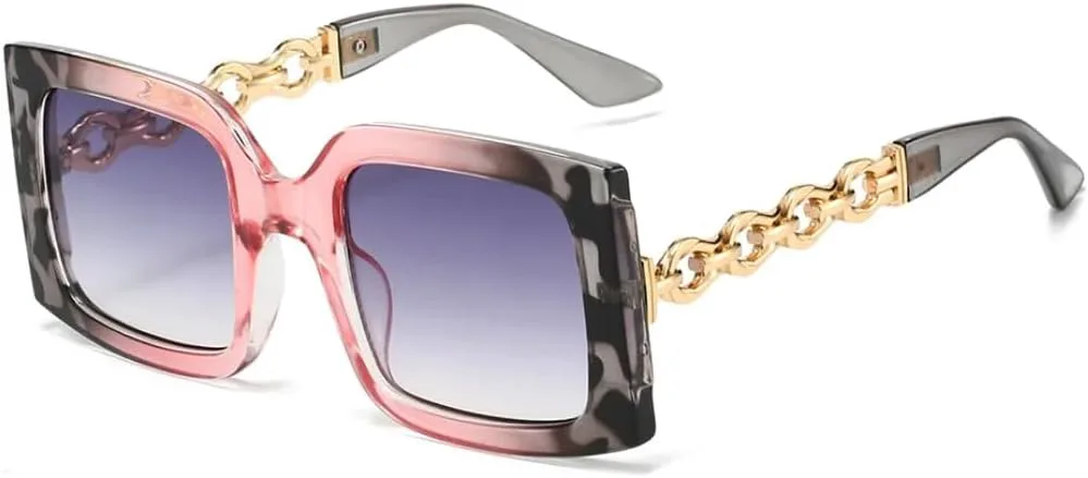 

Женские солнцезащитные очки с квадратными дужками и цепочкой из сплава, роскошные градиентные, сексуальные, с защитой от УФ-излучения UV400 TVTBBVV, Pink