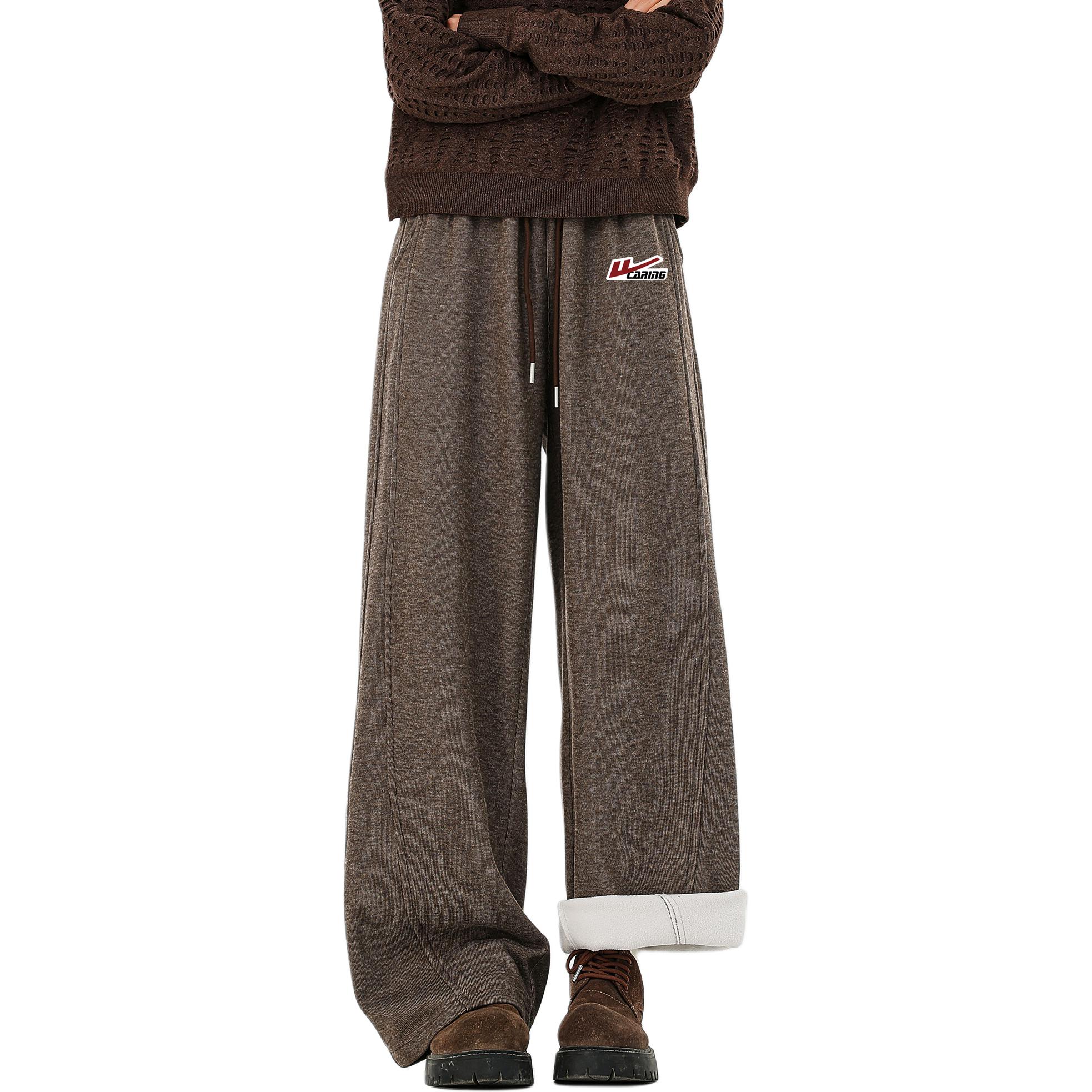 

Хлопковые брюки Unisex утепленные с флисовой подкладкой прямого кроя WARRIOR, coffee (diy badge)