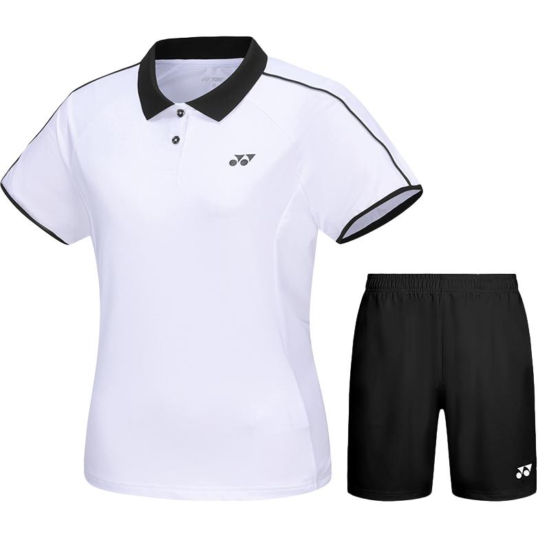 

Повседневный женский костюм YONEX, clothing sets[белый top+черный shorts]
