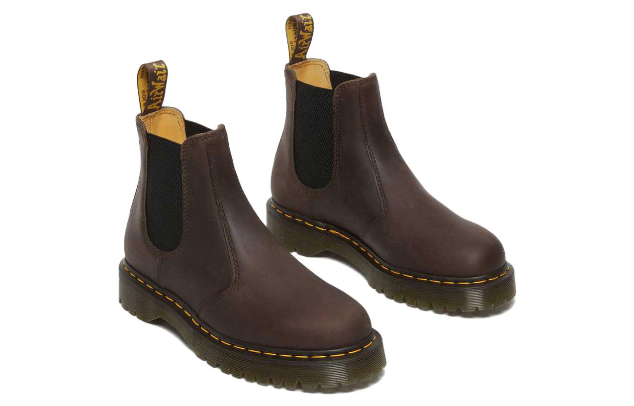 Мужские ботинки челси Dr. Martens 2976 Bex Crazy Horse с контрастной строчкой, коричневый — фото 3