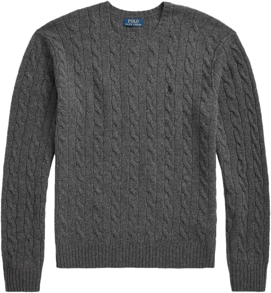 

Polo Ralph Lauren мужской свитер из хлопка с косой вязкой, Ralph Lauren Charcoal Heather