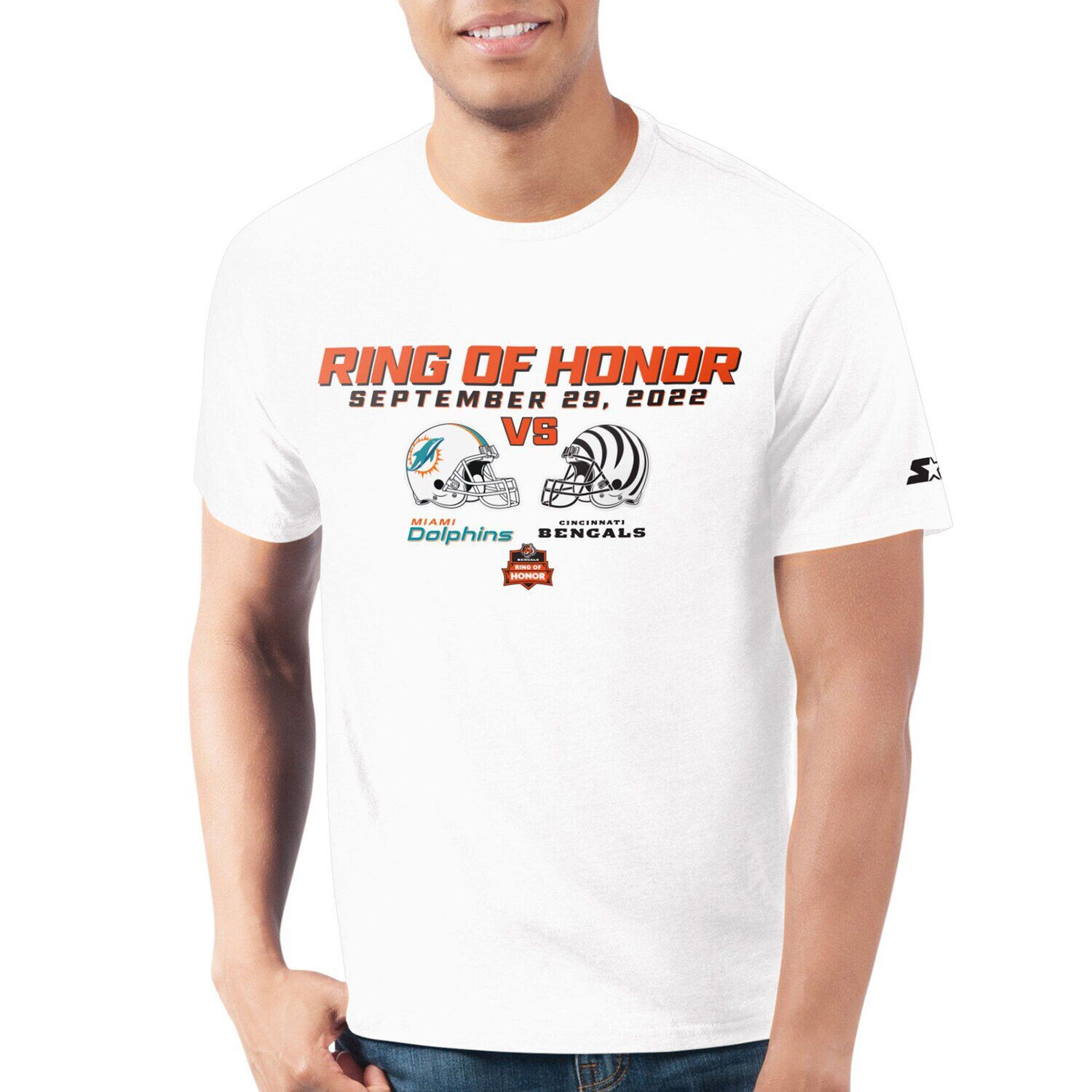 

Мужская стартовая белая футболка Cincinnati Bengals 2022 Ring of Honor Starter, Белый, Мужская стартовая белая футболка Cincinnati Bengals 2022 Ring of Honor Starter