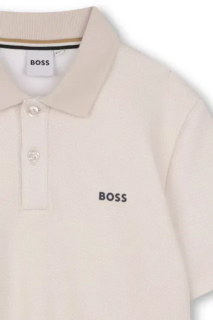Поло из хлопка BOSS, бежевый — фото 3