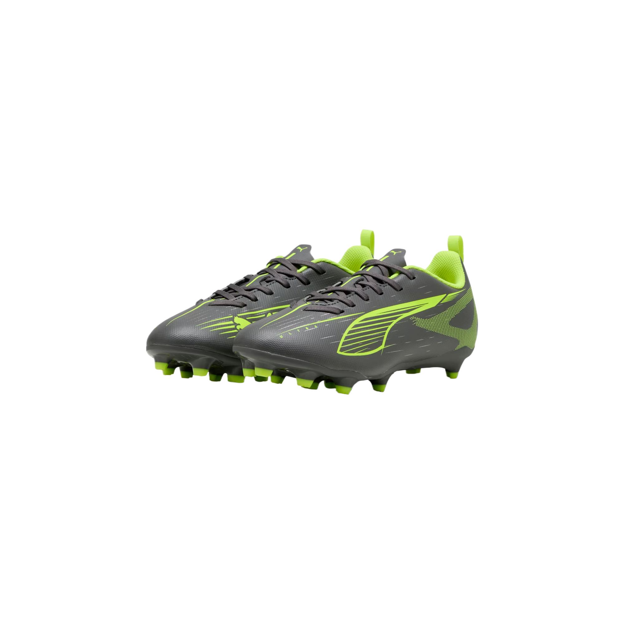 Ультра 5 коллекция play низкие детские футбольные бутсы kids PUMA, серый/зеленый — фото 3