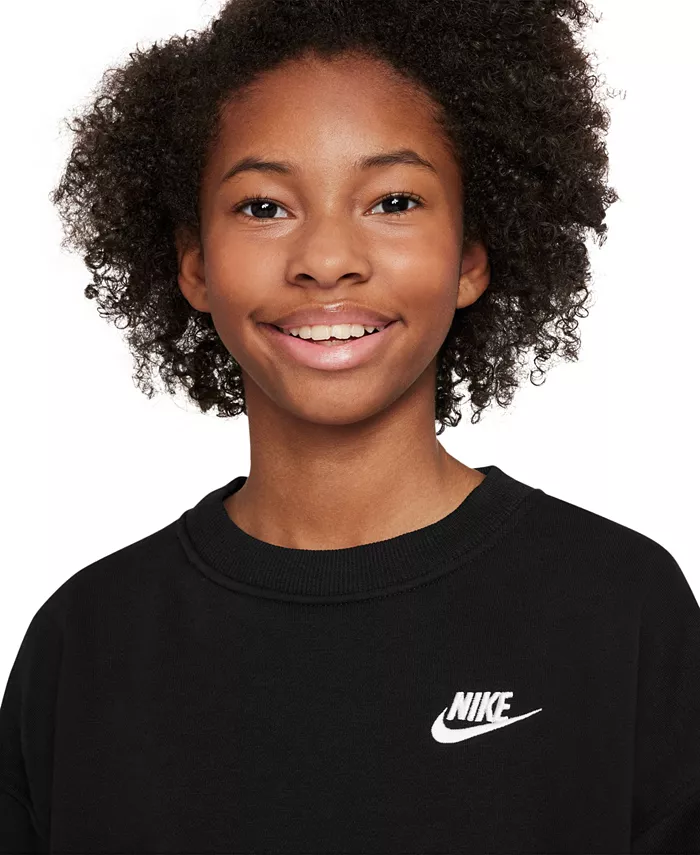 Спортивный худи оверсайз для девочек Big Girls Club Nike, черный — фото 3