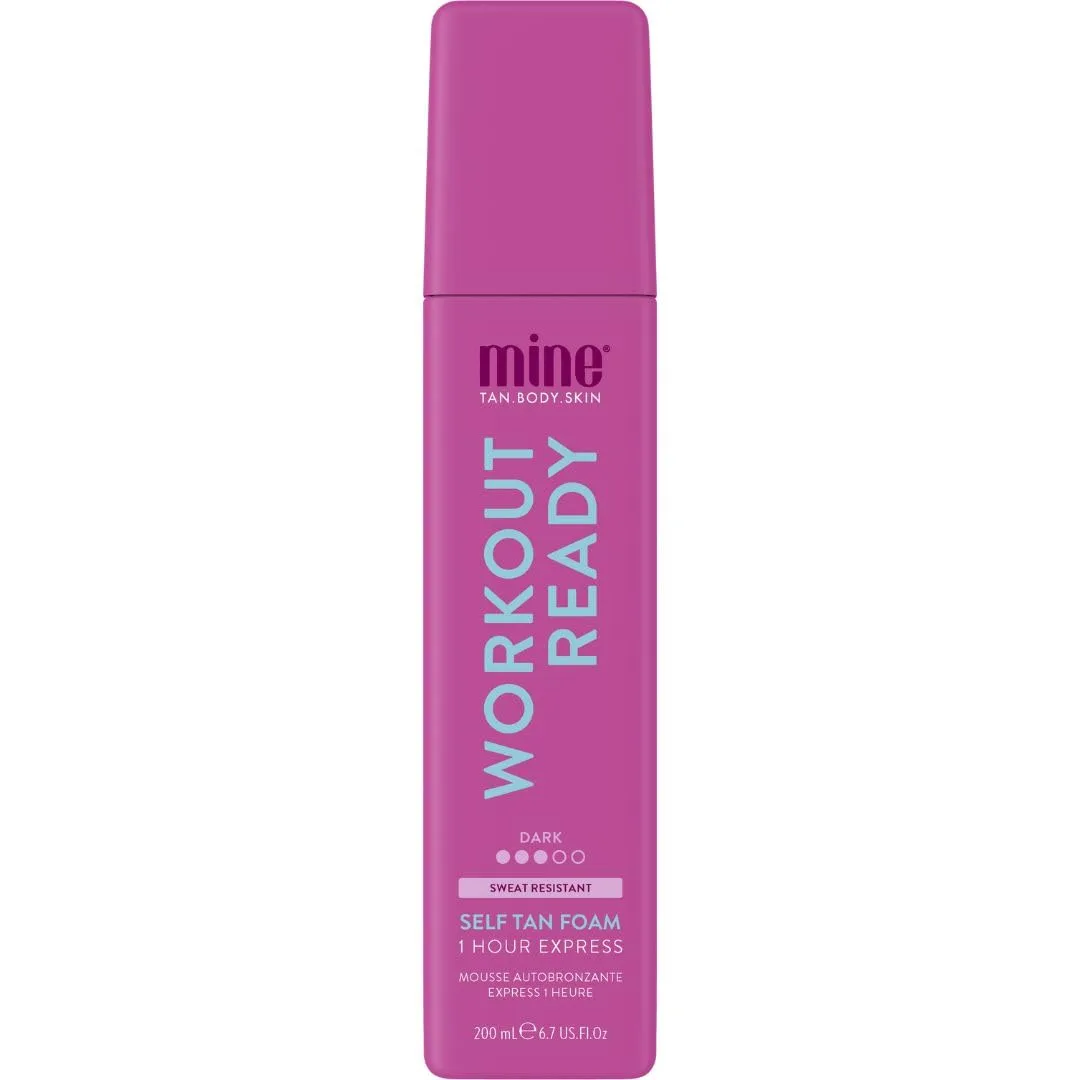 Minetan Workout Ready Self Tan Foam, автозагар для лица и тела, супертемный оттенок, устойчивый к поту, без следов, экспресс-мусс 1 час, 200 мл 198 мл (1 шт.) Minetan Body.Skin, Dark