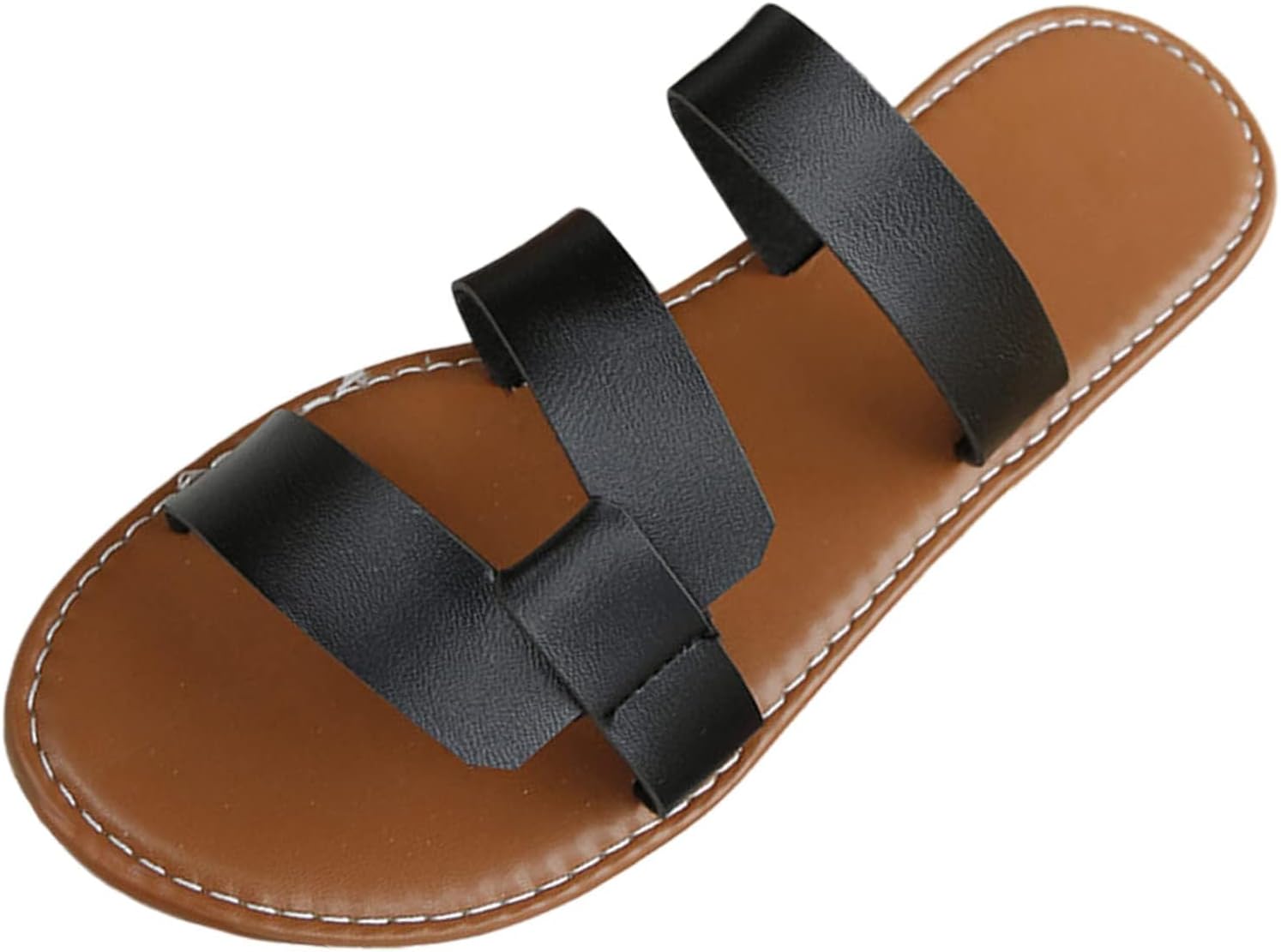 

Летние сандалии на плоской подошве для женщин 2025 года, с кольцом на палец, шлепки, легкие тапочки на липучке, удобные для дома и улицы, пляжные сандалии, пляжные сланцы, нарядные летние шлепанцы Generic, черный