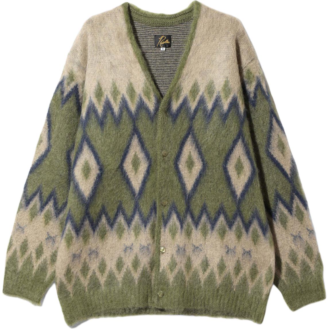 

Узорчатый жаккардовый кардиган спицами, зеленый