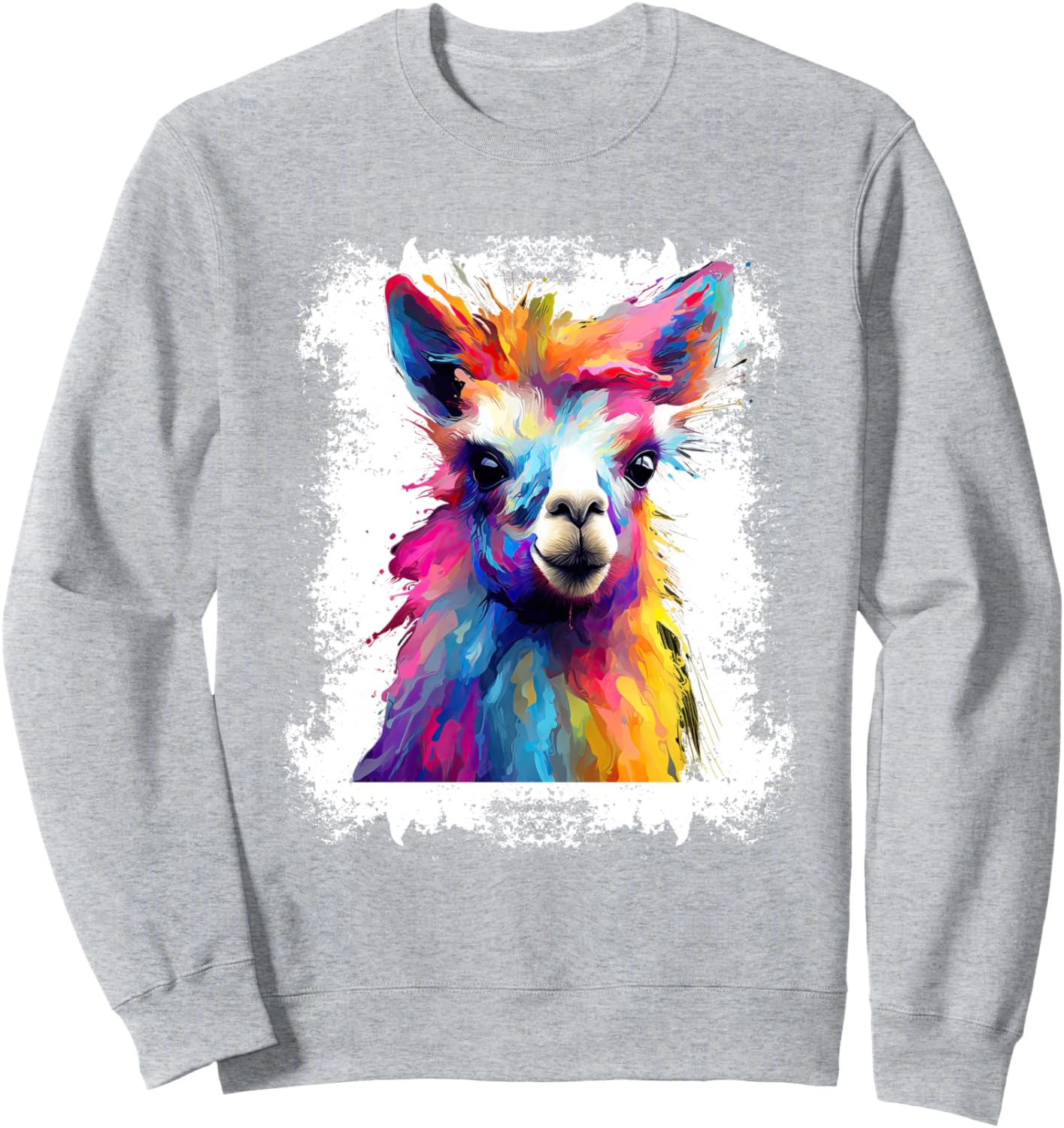 

Толстовка с изображением милой ламы и портретом альпаки, выполненным маслом Oil Print Animals, серый